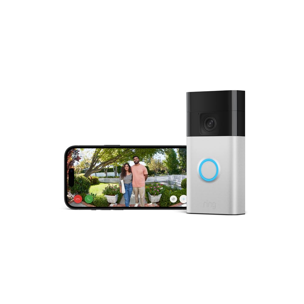 Ring Battery Video Doorbell | DIY Wireless Video Doorbell Camera with Head-To-Toe View, HD Video | Easy to install (5 min) | With Built-in Battery I 30-day free trial of Ring Subscription Plan
