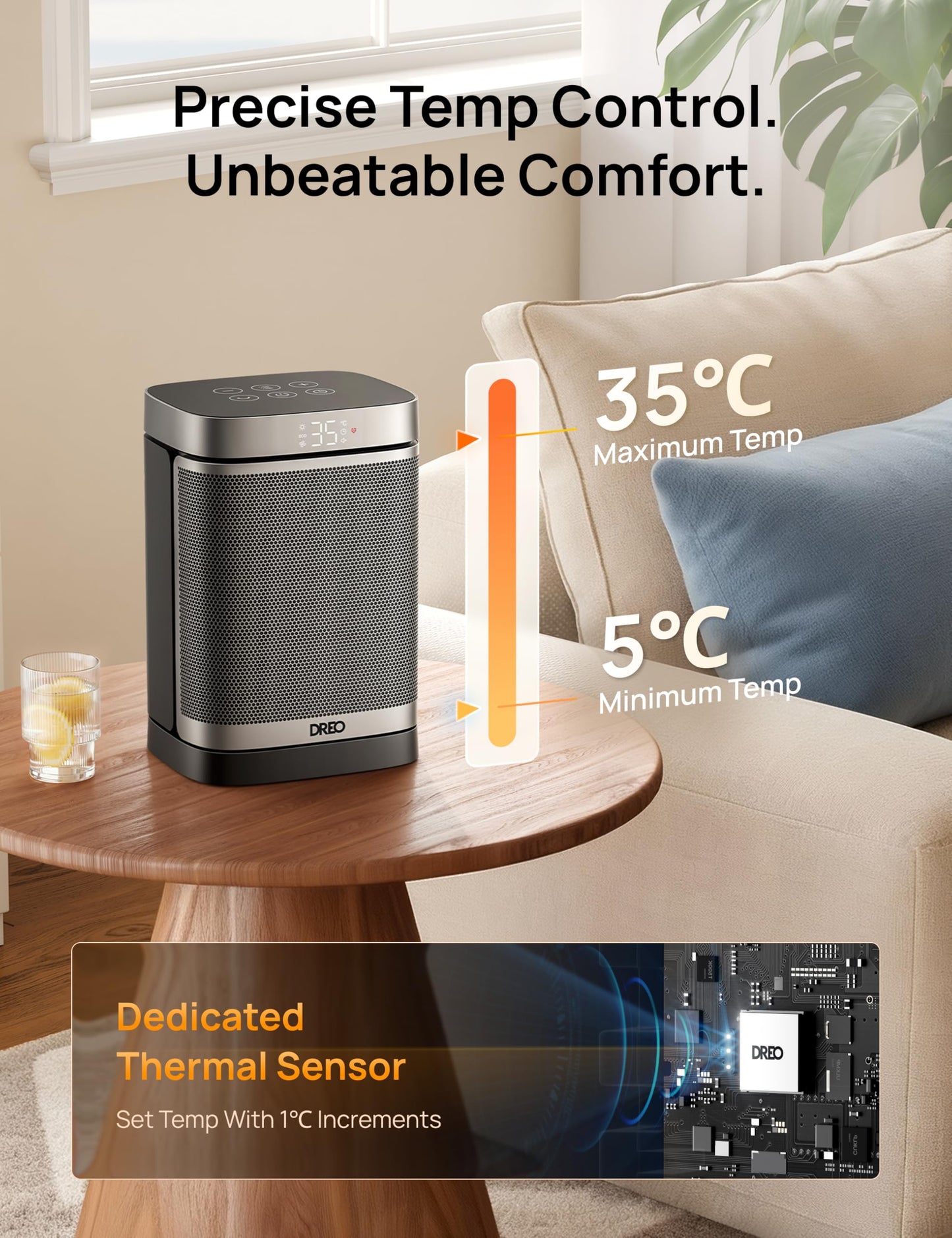 Dreo Electric Space Heater, 70° Oscillating Portable Heaters for Home, 1500W PTC Ceramic Heater with Thermostat, Remote Control, 3-Mode 3-Speed, 1-12H Timer, Overheat & Tip-Over Protection, ECO-Mode