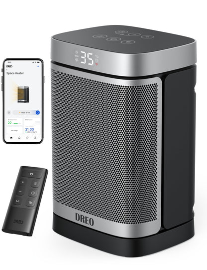 Dreo Electric Space Heater, 70° Oscillating Portable Heaters for Home, 1500W PTC Ceramic Heater with Thermostat, Remote Control, 3-Mode 3-Speed, 1-12H Timer, Overheat & Tip-Over Protection, ECO-Mode