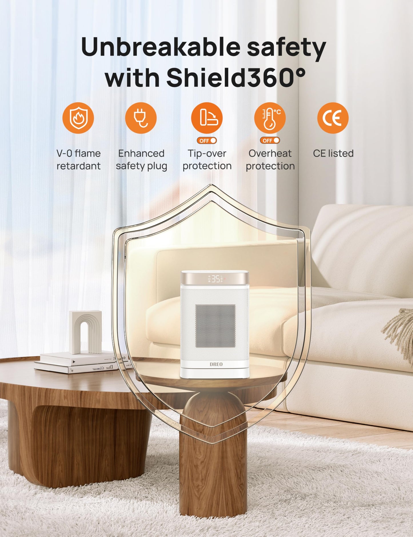 Dreo Electric Space Heater, 70° Oscillating Portable Heaters for Home, 1500W PTC Ceramic Heater with Thermostat, Remote Control, 3-Mode 3-Speed, 1-12H Timer, Overheat & Tip-Over Protection, ECO-Mode